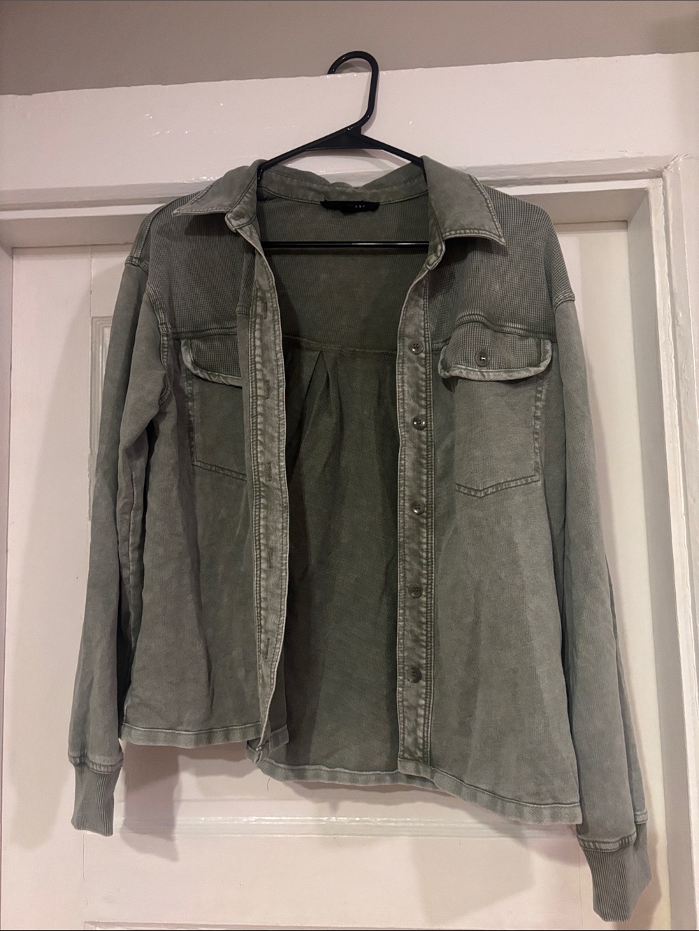 Jane and Delancey Washed Olive Green Jean Jacket - Women